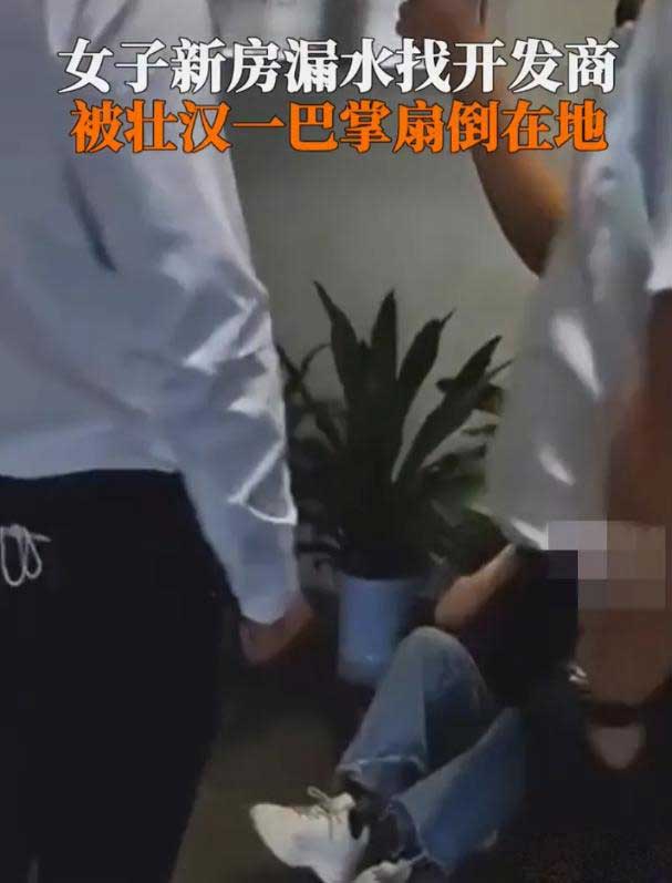 女子新房漏水找开发商理论反被掌掴