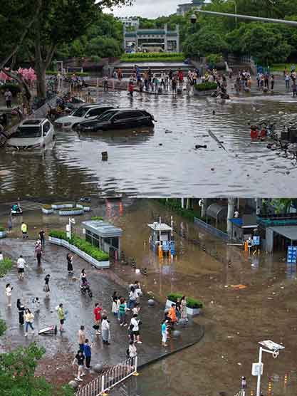 武汉暴雨突袭！楼门秒变水帘洞太震撼🌊