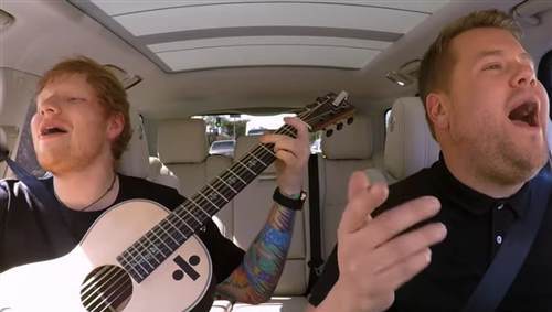 Ed Sheeran 作客「Carpool Karaoke」与 James Corden 合唱金曲《Shape of You》