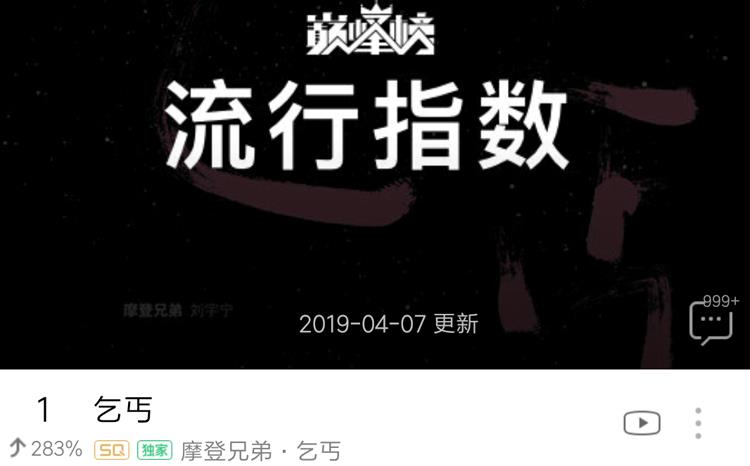 摩登兄弟新歌《乞丐》登顶第一，上涨幅度爆表